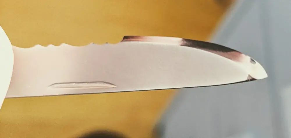 fixed hunting knife with broken tip (back)