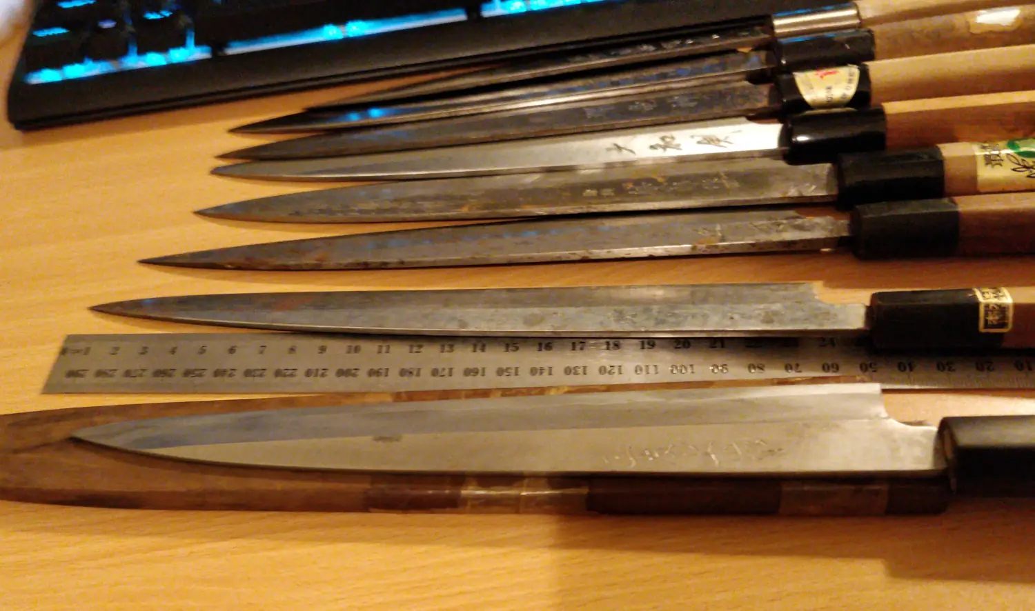 Pile of traditional japanese knives